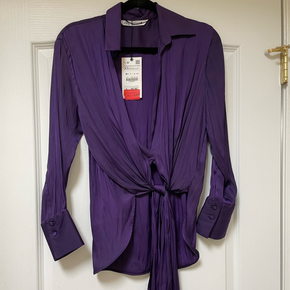 Zara Purple Silky Blouse